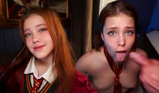 The redhead and the guy staged role-playing games with anal penetration