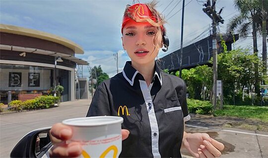 Официантка получила крепкий член в порно от первого лица